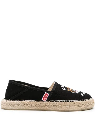 Kenzo Lucky Tiger Cotton Espadrilles In Black