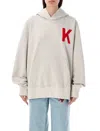 KENZO LUCKY TIGER COTTON HOODIE FOR WOMEN IN GRAY MELANGE