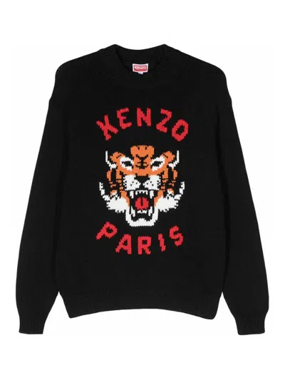 Kenzo Lucky Tiger Cotton Jumper In Black