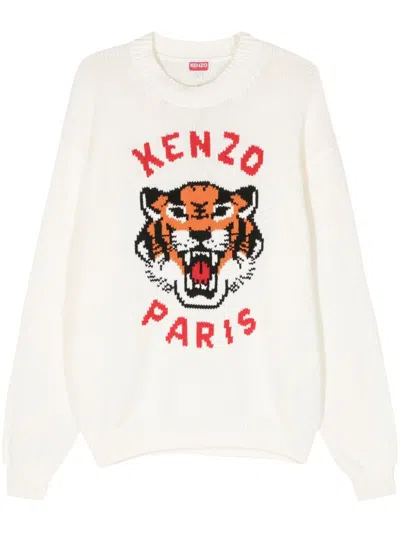 Kenzo Lucky Tiger Cotton Jumper In White