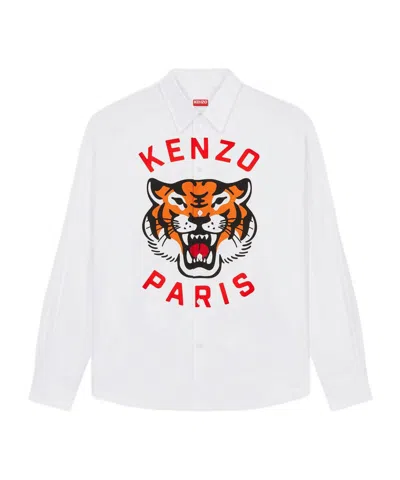 Kenzo Lucky Tiger Cotton Shirt In White