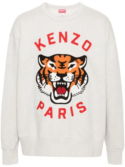 Kenzo Lucky Tiger Cotton Sweatshirt In White