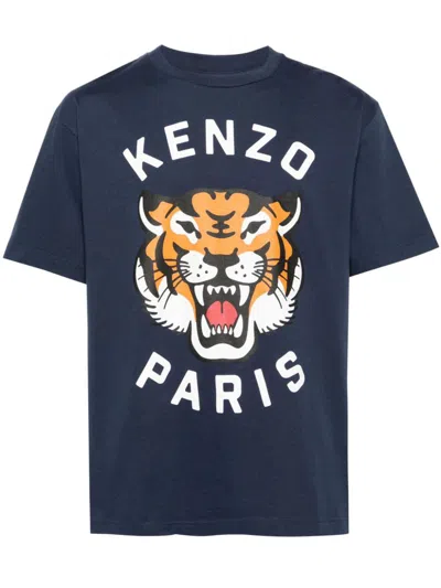 Kenzo Lucky Tiger Cotton T-shirt In Dark Blue