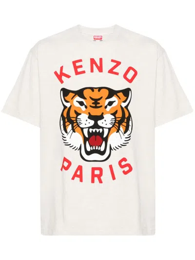 Kenzo Lucky Tiger Crew-neck T-shirt In White
