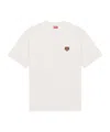 Kenzo White Crewneck T-shirt With Logo Patch On The Front In Cotton Man In White