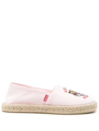 Kenzo Lucky Tiger-embroidered Espadrillhes In Faded Pink