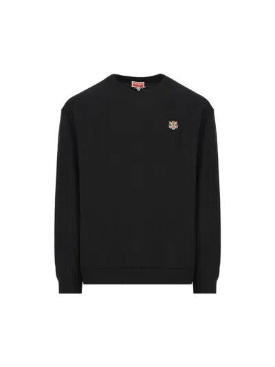 Kenzo Lucky Tiger Embroidered Knit Jumper In Black