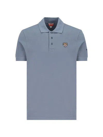 Kenzo Lucky Tiger Embroidered Polo Shirt In Blue
