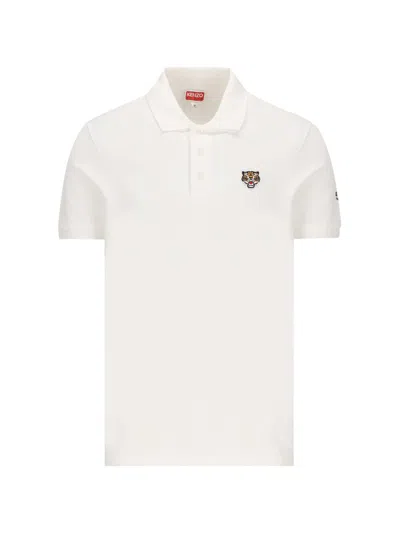 Kenzo Lucky Tiger Embroidered Polo Shirt In White