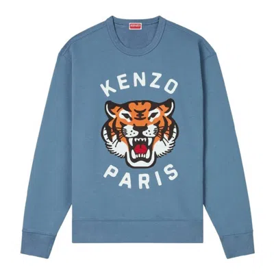 Kenzo Lucky Tiger Embroidered Sweatshirt In Blue