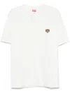Kenzo White Crewneck T-shirt With Logo Patch On The Front In Cotton Man In 白色