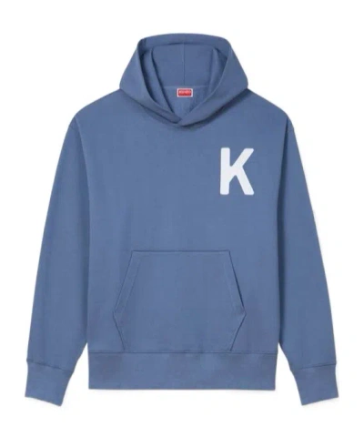 Kenzo Lucky Tiger Genderless Embroidered Oversized Hoodie In Blue