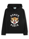 Kenzo Lucky Tiger Cotton Hoodie In Blau
