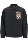 Kenzo Black Overshirt With Tiger Embroidery In Tech Fabric Man