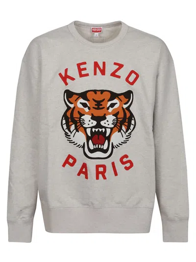 Kenzo Lucky Tiger Oversize Sweatshirt In Gris Clair