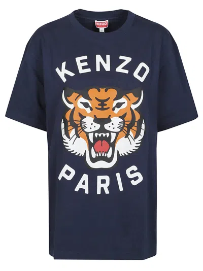 Kenzo Lucky Tiger Oversize T-shirt In Bleu Nuit