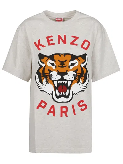 Kenzo Lucky Tiger Oversize T-shirt In Blanc Casse