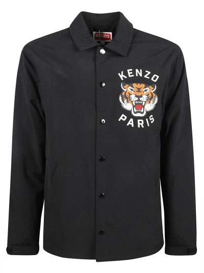 Kenzo Lucky Tiger Padded Coach Shirt In Black