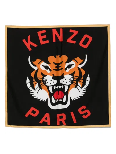 Kenzo Lucky Tiger Scarf In Black