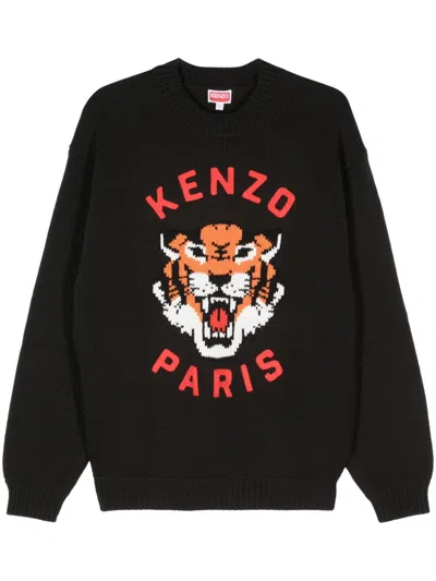 Kenzo Lucky Tiger Wool Sweater In Black  