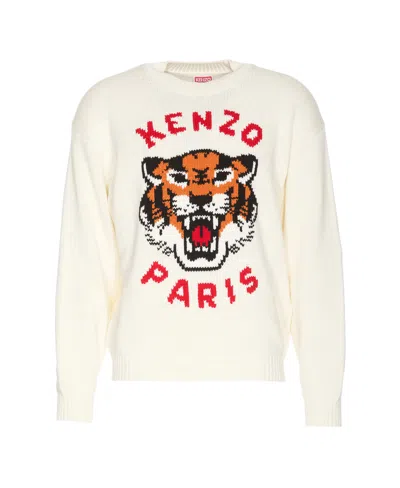 Kenzo Lucky Tiger Sweater In Neutral