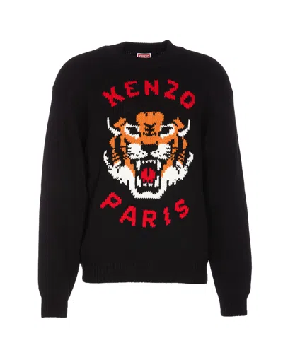 Kenzo Lucky Tiger Sweater In Nero