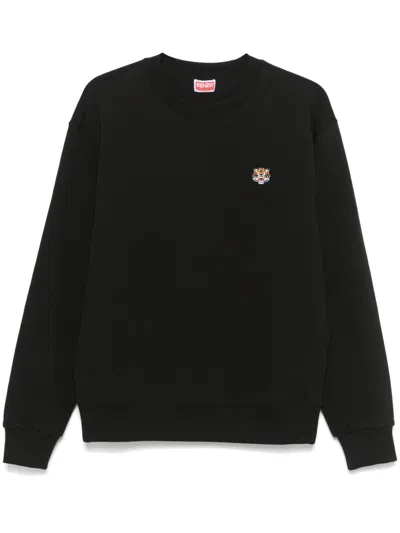 Kenzo Lucky Tiger Embroidered Knit Jumper In Black