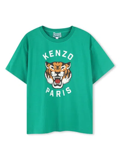 Kenzo Kids' Lucky Tiger T-shirt In Green