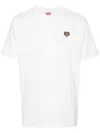Kenzo White Crewneck T-shirt With Logo Patch On The Front In Cotton Man In White
