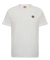 Kenzo White Crewneck T-shirt With Logo Patch On The Front In Cotton Man In White