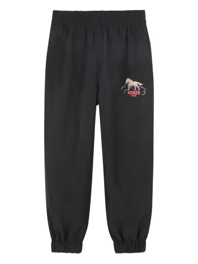 Kenzo Kids' Lunar New Year Embroidered Pants In Black
