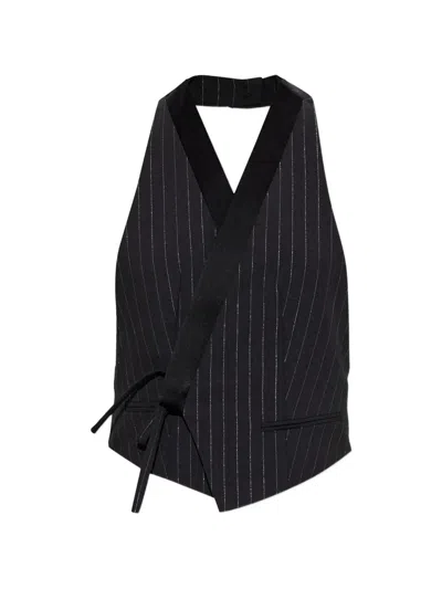 Kenzo Lurex Pinstripe Waistcoat In Black