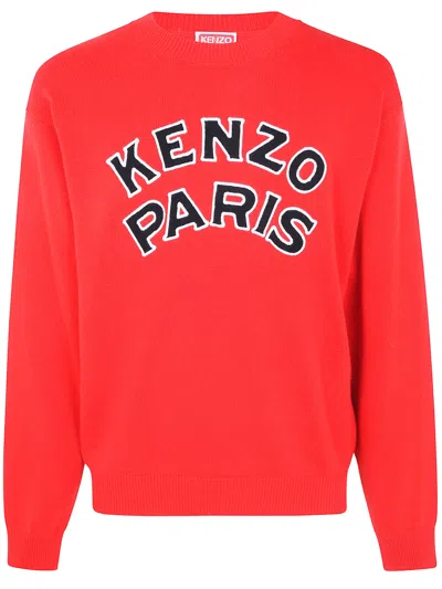 Kenzo Paris Emblem Logo Crewneck Jumper In Red