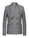 Kenzo Wavy Check Double-breasted Blazer In Gray
