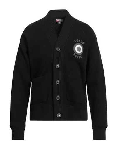 Kenzo Man Cardigan Black Size M Cotton, Elastane