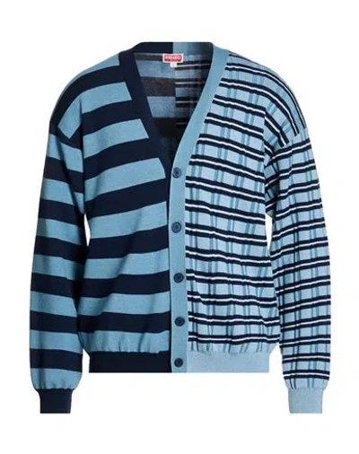 Kenzo Man Cardigan Light Blue Size S Wool, Cotton