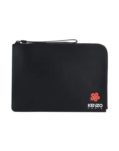Kenzo Leather Logo Clutch Bag In Black