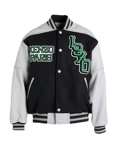 Kenzo Man Jacket Black Size S Wool, Polyamide, Viscose, Cow Leather