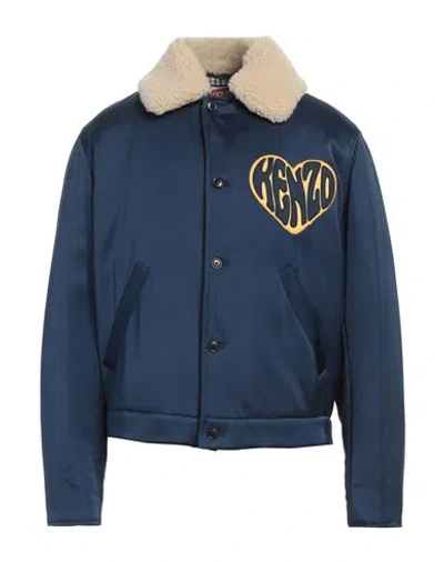 Kenzo Man Jacket Navy Blue Size L Viscose, Polyester, Acrylic, Elastane
