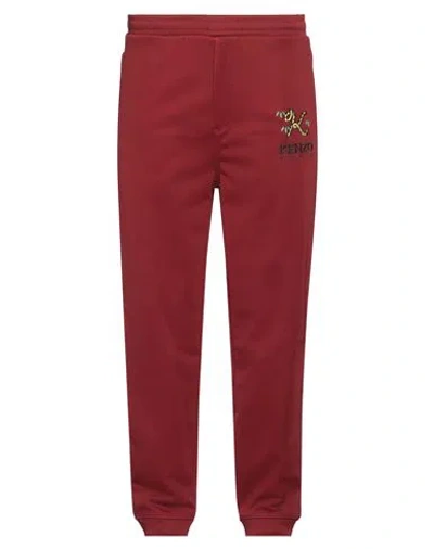 Kenzo Man Pants Burgundy Size Xl Polyester, Cotton In Red