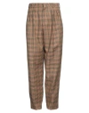Kenzo Checkered Pleated Tailored Trousers In Beige