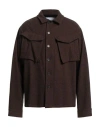 Kenzo Man Shirt Dark Brown Size Xxl Wool, Polyamide, Elastane In Brown