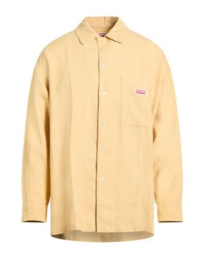 Kenzo Man Shirt Marigold Size Xl Linen In Yellow