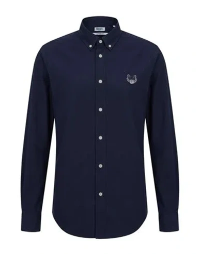 Kenzo Man Shirt Navy Size S Cotton In Blue