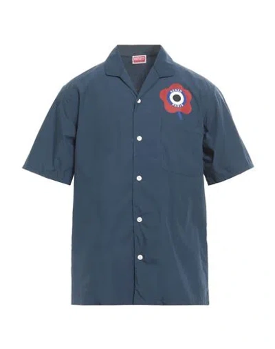 Kenzo Man Shirt Slate Blue Size S Cotton