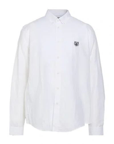 Kenzo Man Shirt White Size Xl Linen, Cotton