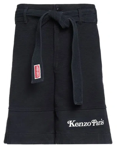 Kenzo Logo-patch Cotton Shorts In Blue