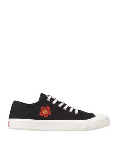 Kenzo Men's Flower Embroidered Lace Up Low Top Sneakers In Black