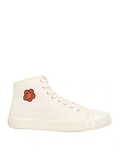 Kenzo Man Sneakers Ivory Size 8.5 Textile Fibers In White