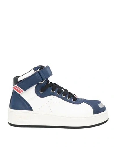 Kenzo Man Sneakers Navy Size 8 Leather, Metal, Plastic In Navy Blue